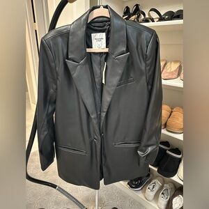 Black Vegan Leather Boyfriend Blazer - New with tags